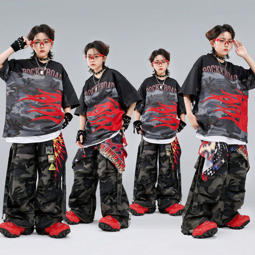 街舞儿童潮服嘻哈男女童套装少儿hiphop舞蹈表演小学生演出服时髦