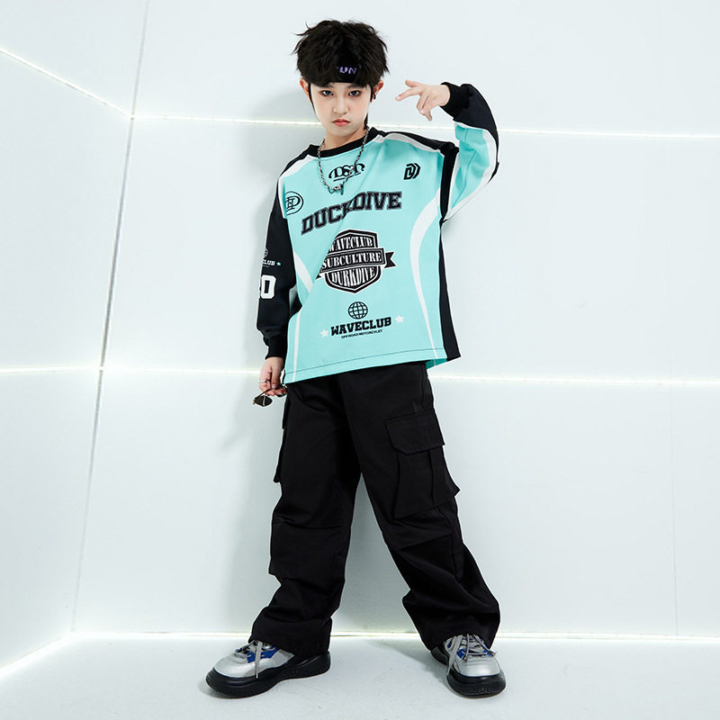 街舞儿童潮服定制潮牌卫衣男童套装hiphop童装演出服走秀女炸街秋