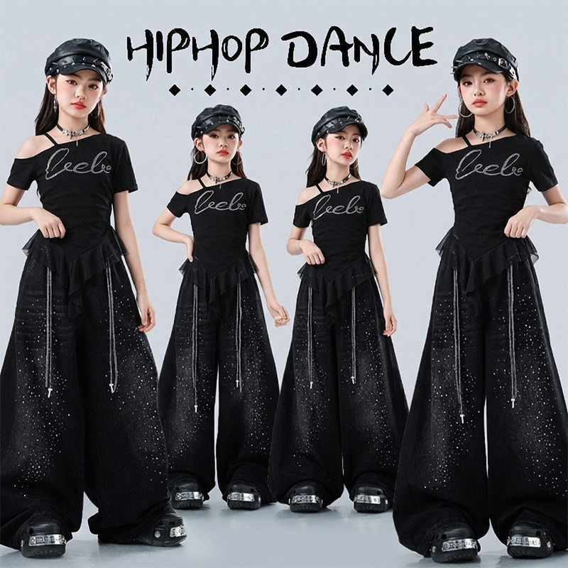 爵士舞女童服装jazz甜酷表演套装女孩走秀舞蹈服儿童街舞演出服夏