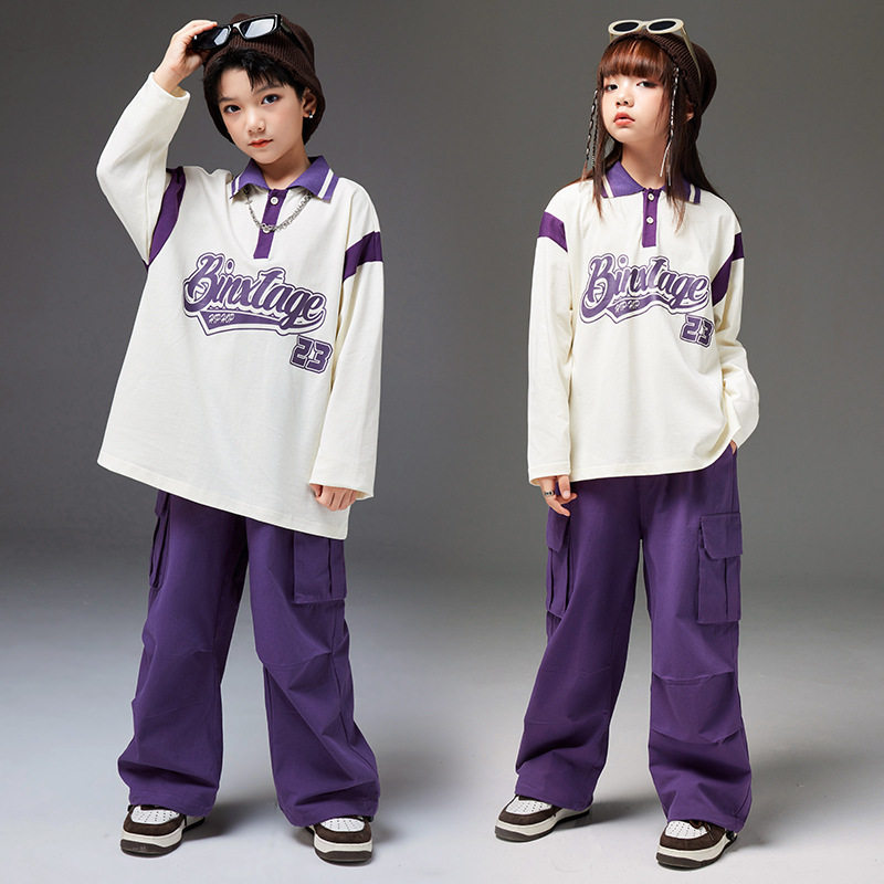 街舞儿童潮服日系百搭卫衣套装hiphop走秀男童定制炸街女演出服