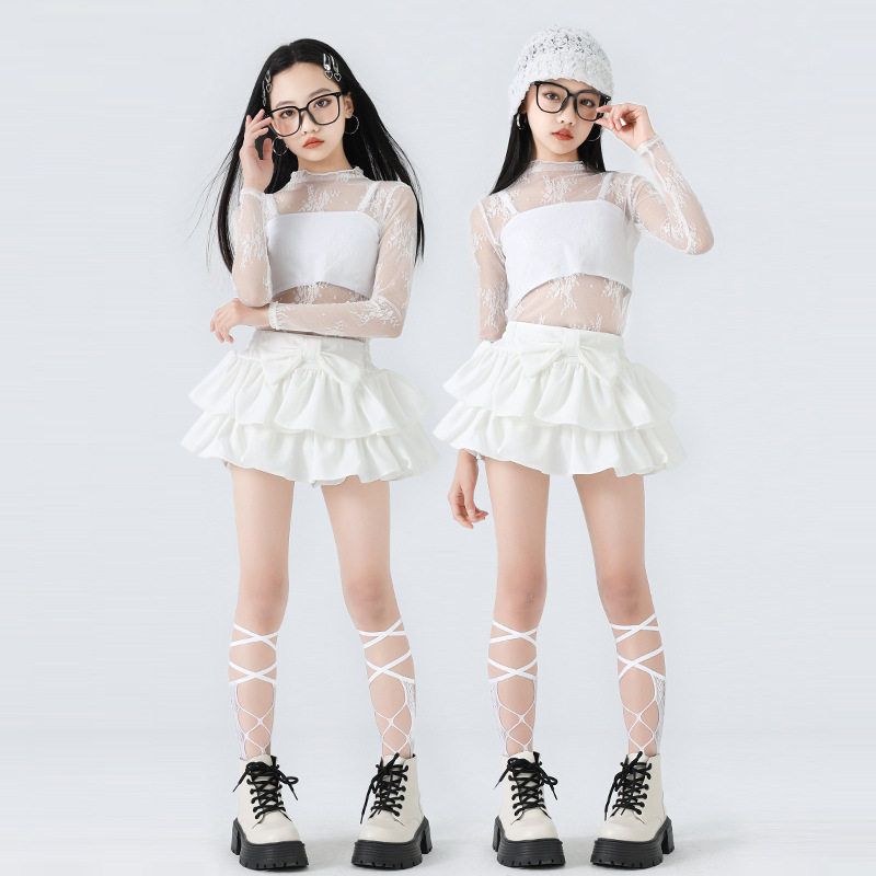 爵士舞女童服装夏天裙子套装女孩jazz舞蹈跳舞穿搭街舞潮服演出服