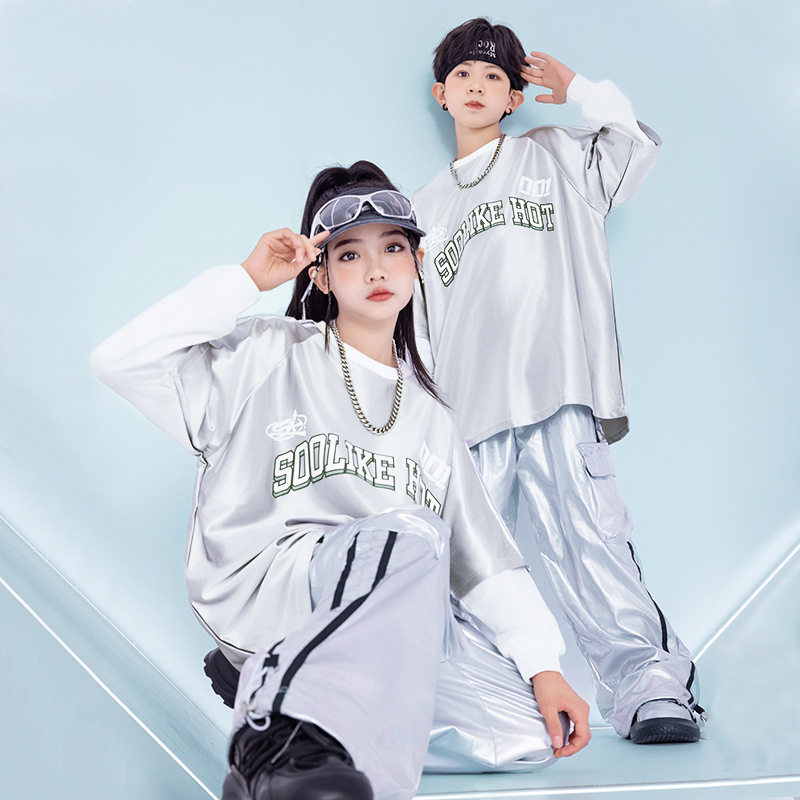儿童街舞潮服定制hiphop套装女童爵士舞服装时髦男童架子鼓演出服