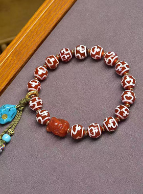 天然玛瑙宝瓶天珠手串单圈粉水晶流苏松石南红配饰文玩佛珠手链