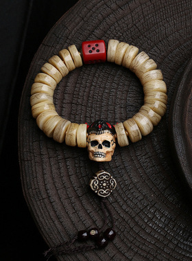 藏传回流骨大肠珠手串单圈鹿角根付尸陀林料器配饰文玩佛珠饰品