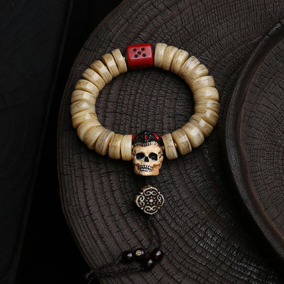 藏传回流骨大肠珠手串单圈鹿角根付尸陀林料器配饰文玩佛珠饰品