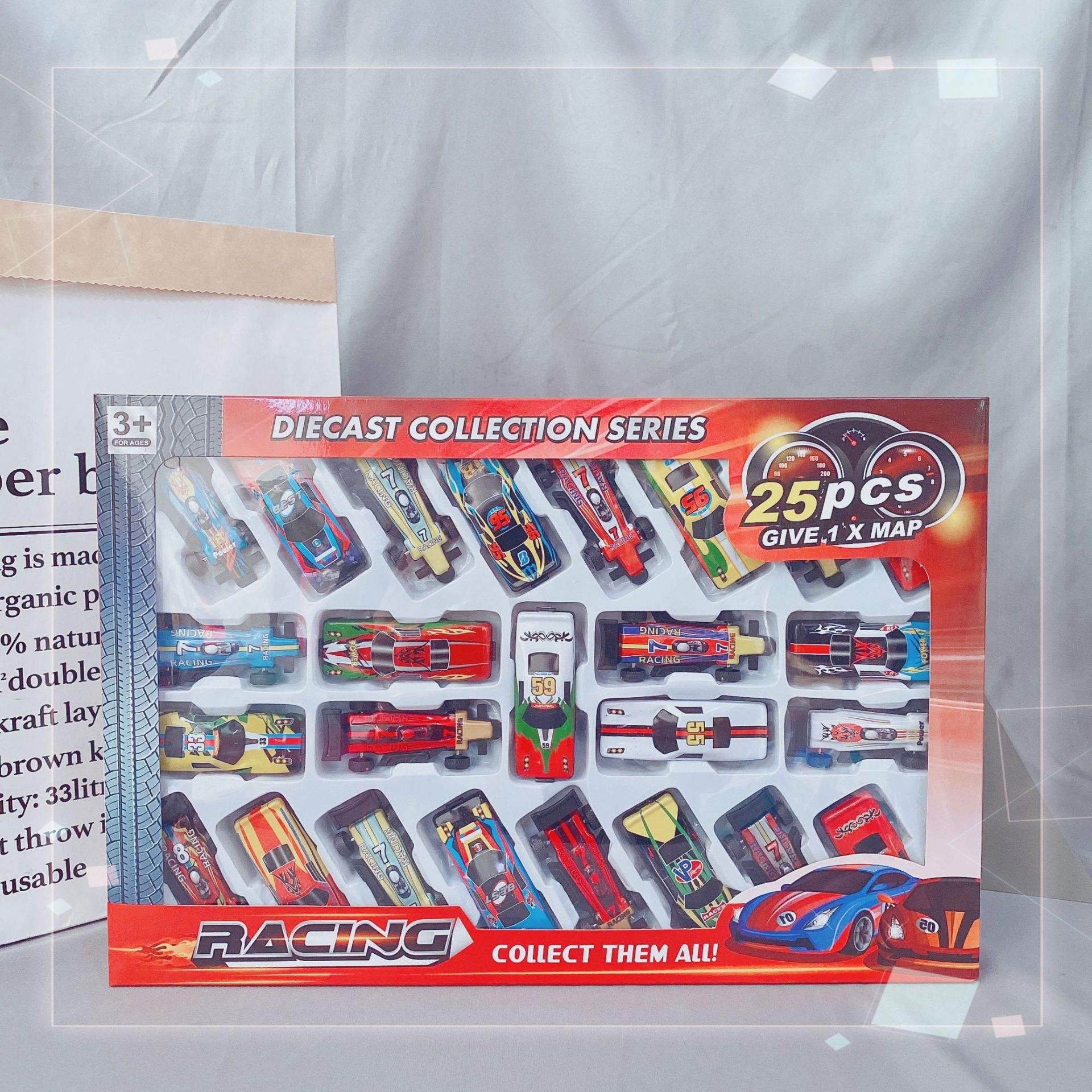 儿童合金车25只套装益智赛车总动员Q版迷你小汽车模型礼品玩具