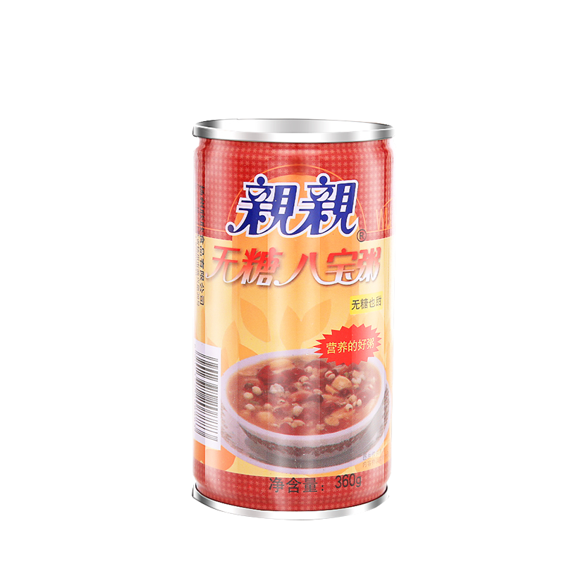 亲亲无糖八宝粥方便休闲软食品无糖粥早餐速食粥360g*12罐整箱