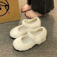 仙女风毛毛鞋女2025新款秋冬温柔配裙子玛丽珍加绒单鞋外穿高跟鞋