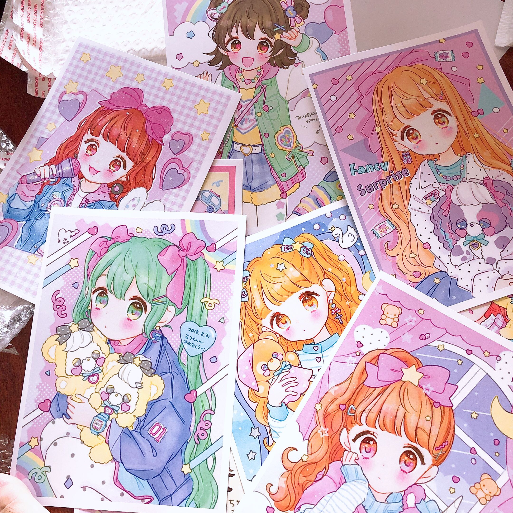 动漫漫画美术临摹卡 初级中级卡通马克笔绘画甜美可爱彩铅卡片