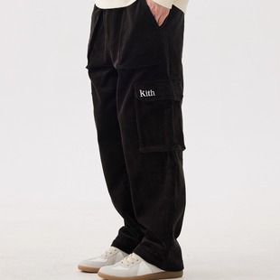 保暖日系复古重磅灯芯绒直筒休闲长裤 男冬季 裤 KITH刺绣多口袋工装