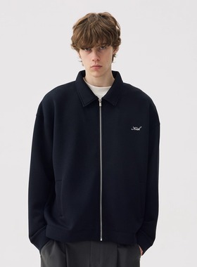 KITH优质太空棉翻领简约松弛感软糯拉链开衫卫衣短款夹克外套男女