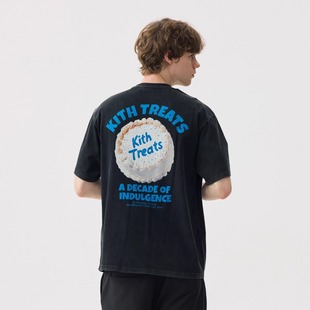 圆领重磅水洗T恤男情侣款 kith Tee蛋糕印花口袋短袖 Cake Treats