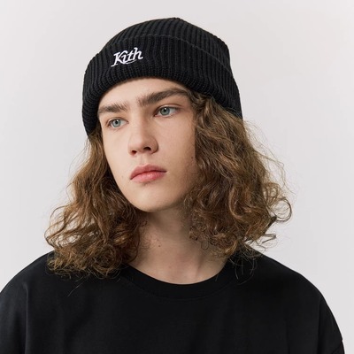 KITH刺绣LOGO男女情侣款针织帽