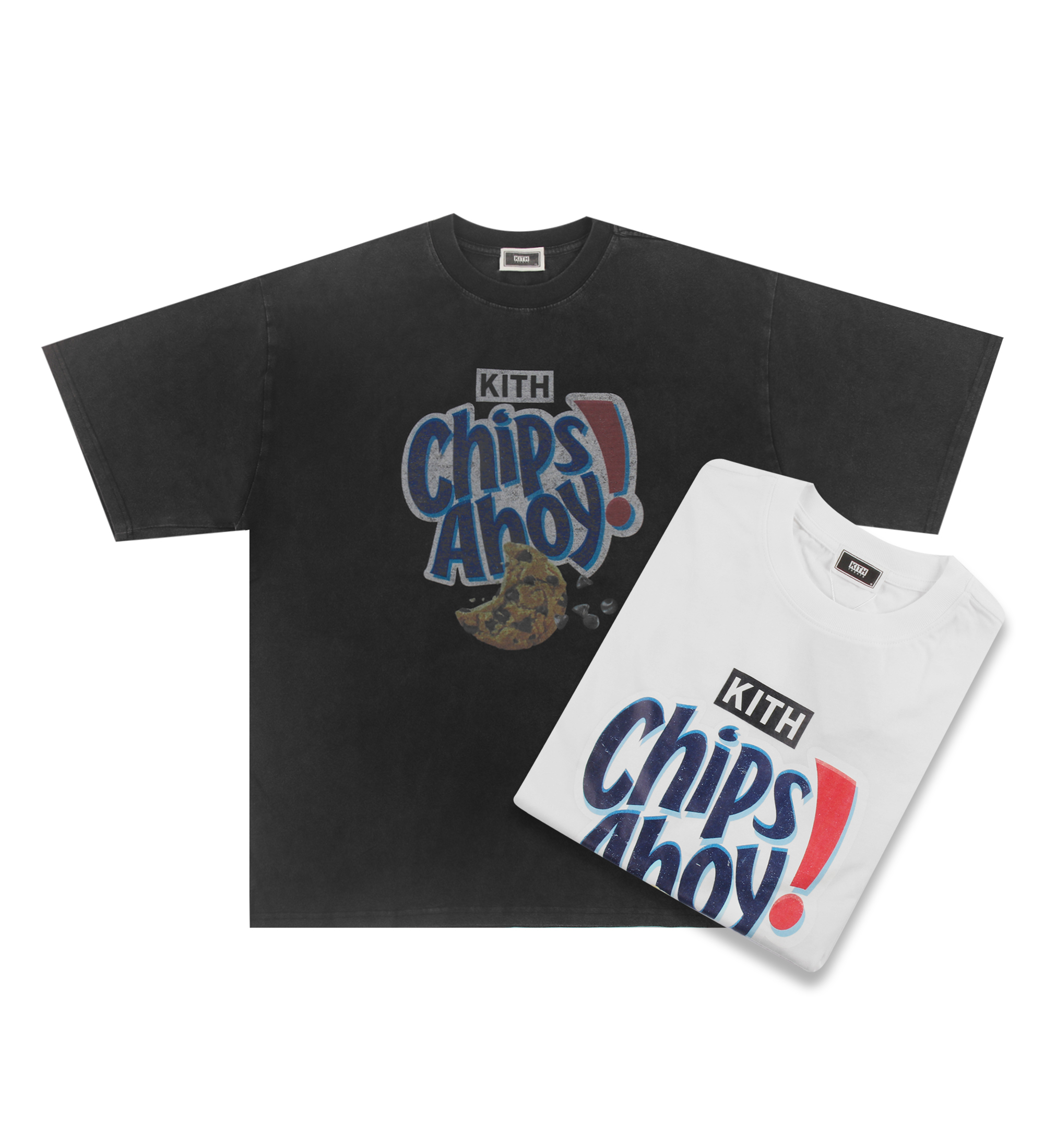 KITH BOX Chips曲奇饼干巧克力印花短袖圆领趣味落肩美潮T恤男女