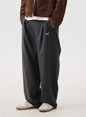 KITH 春季新款刺绣凉感西裤男士休闲裤宽松休闲直筒阔腿裤西装裤