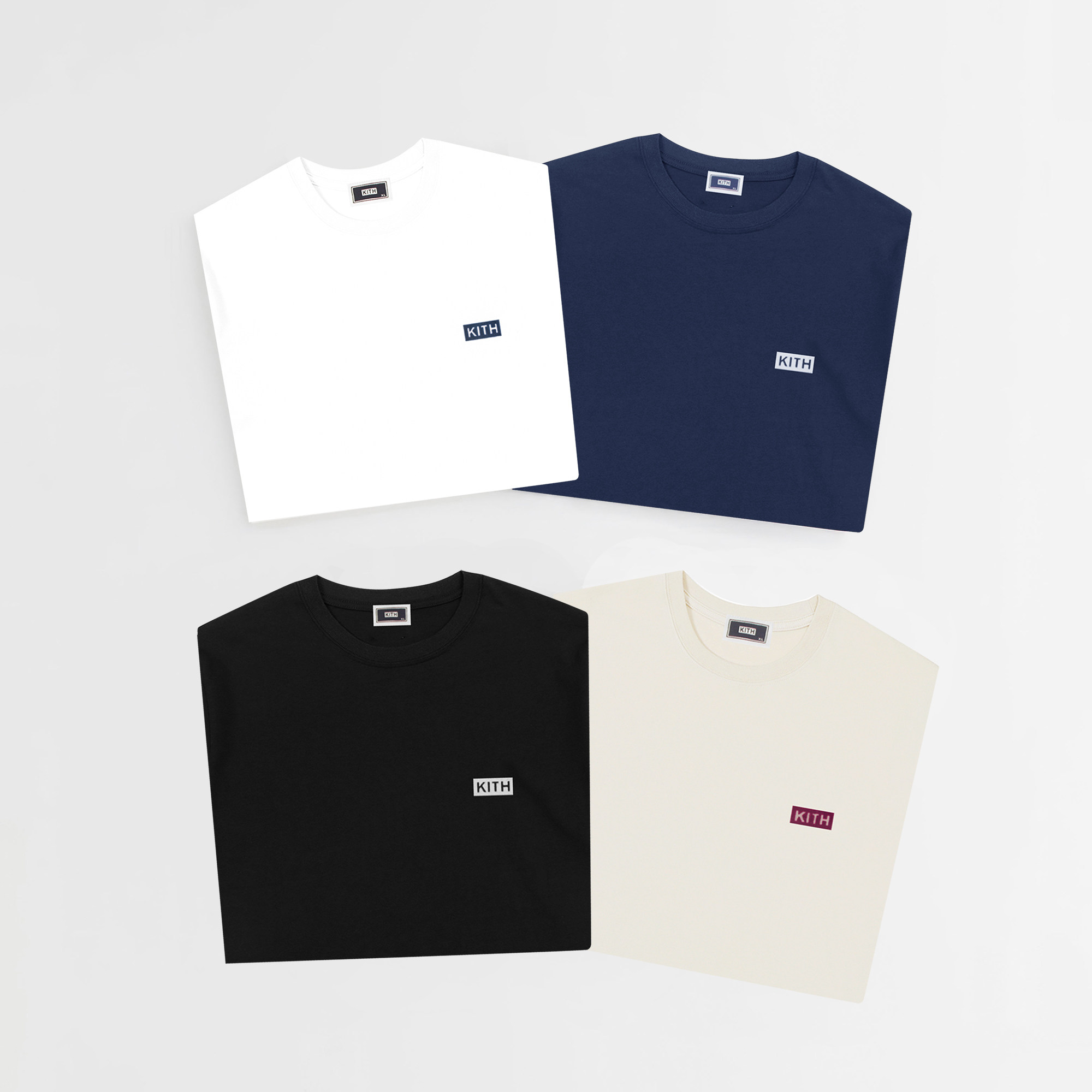 KITH 植绒字母小标box简约时尚短袖 情侣男美潮纯色百搭宽松T恤