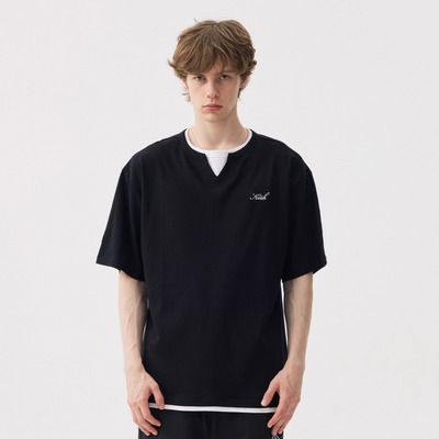 KITH重磅假两件v领短袖