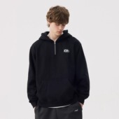 KITH刺绣美潮加绒半拉链连帽卫衣男2025秋冬情侣款 落肩宽松帽衫 女