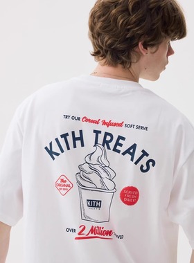 KITH treats 冰淇淋雪糕短袖发泡字母印花t恤情侣街头半袖小圆领