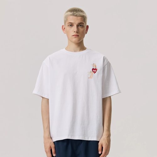 丘比特天使爱心锁印花短袖