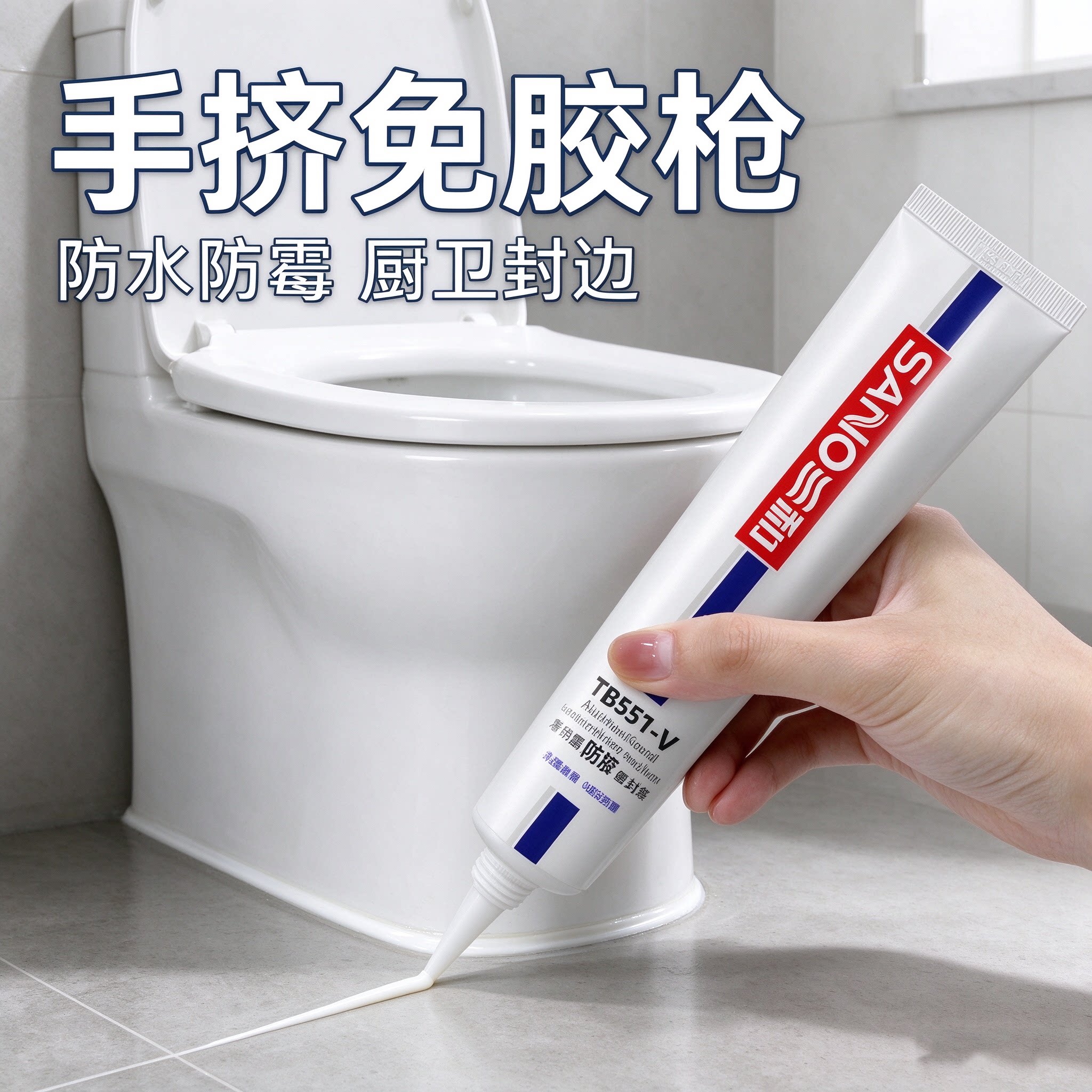 厨卫缝隙发黑手挤一涂就封好图片