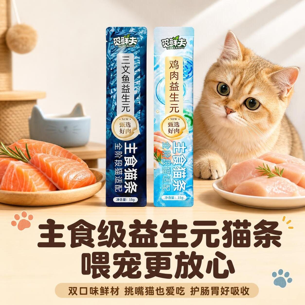 猫条零食成幼猫咪主食湿粮鱼油三文鱼增肥发腮营养猫罐头