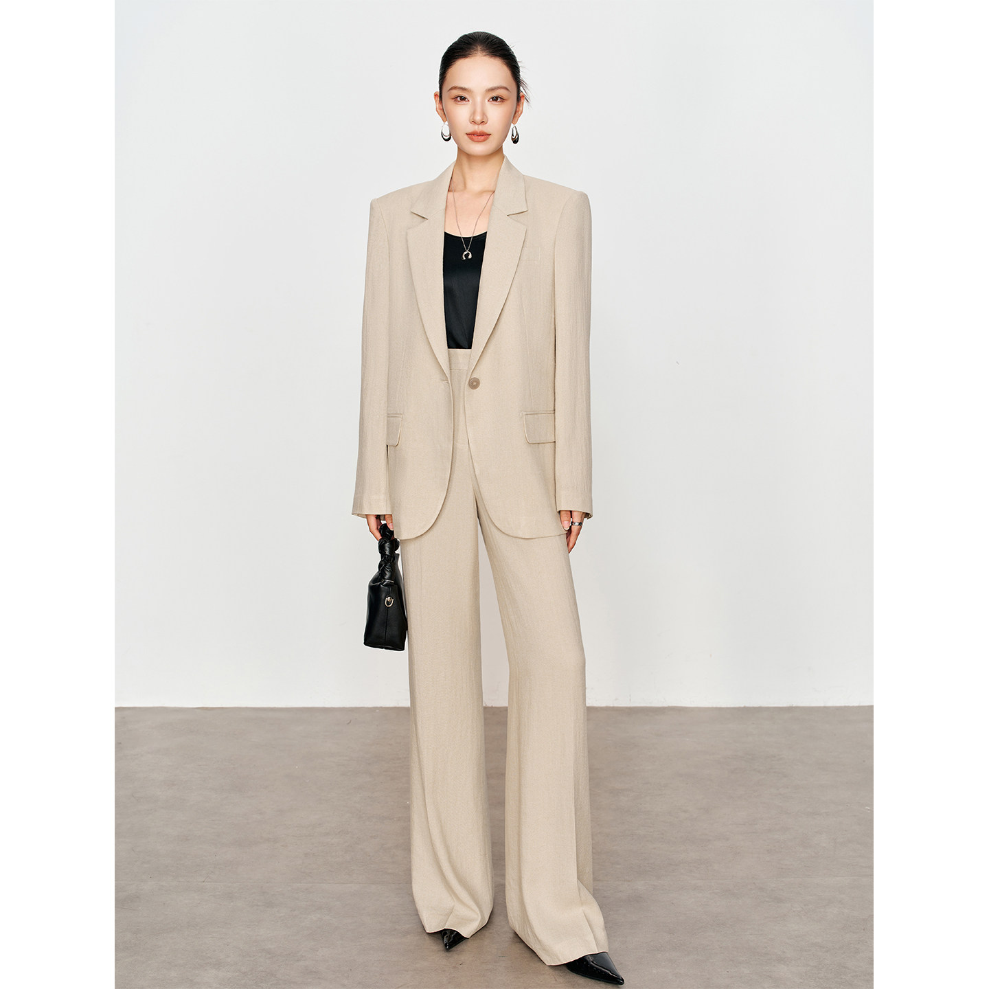 亚麻西装长裤套装女薄款2026夏季新款休闲通勤老钱风棉麻西服外套