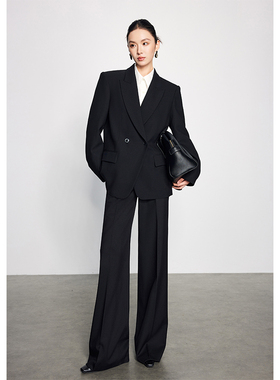 2026宽松西装套装女气质职场黑色通勤流行简约宽高端春秋款两件套