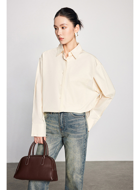 杏色长袖衬衫女2025新款休闲时尚百变内搭简约高级设计感港风衬衣