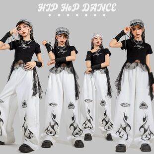 女童个性 走秀街舞演出服 女孩儿童潮露脐jazz舞蹈服长裤 爵士舞服装