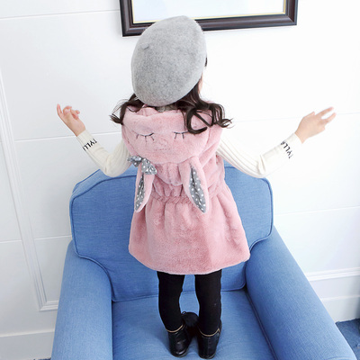 儿童兔子毛毛衣小女孩秋冬季马甲