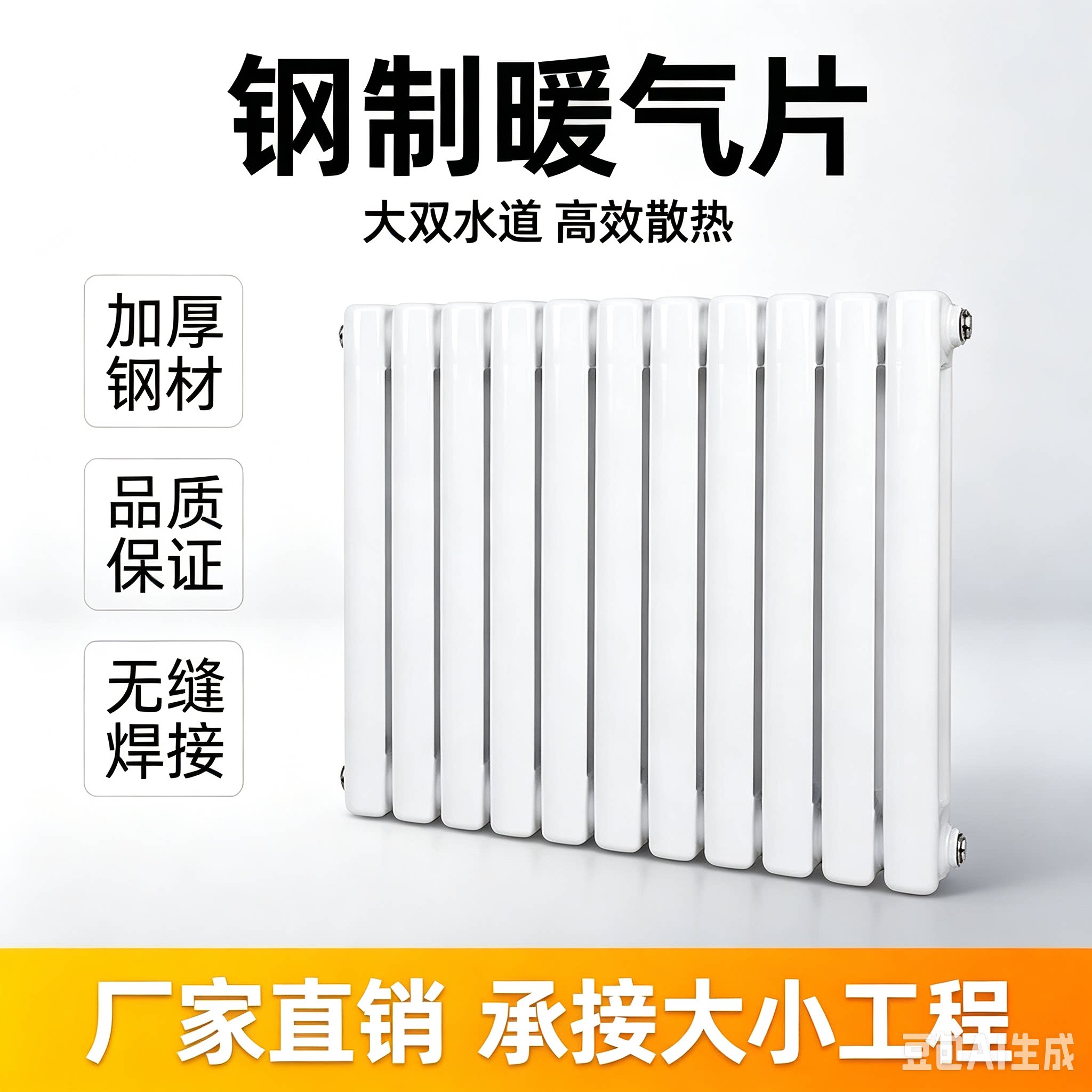 家用暖气片大水道钢制二柱暖气片壁挂式钢制暖气片散热器水暖包邮