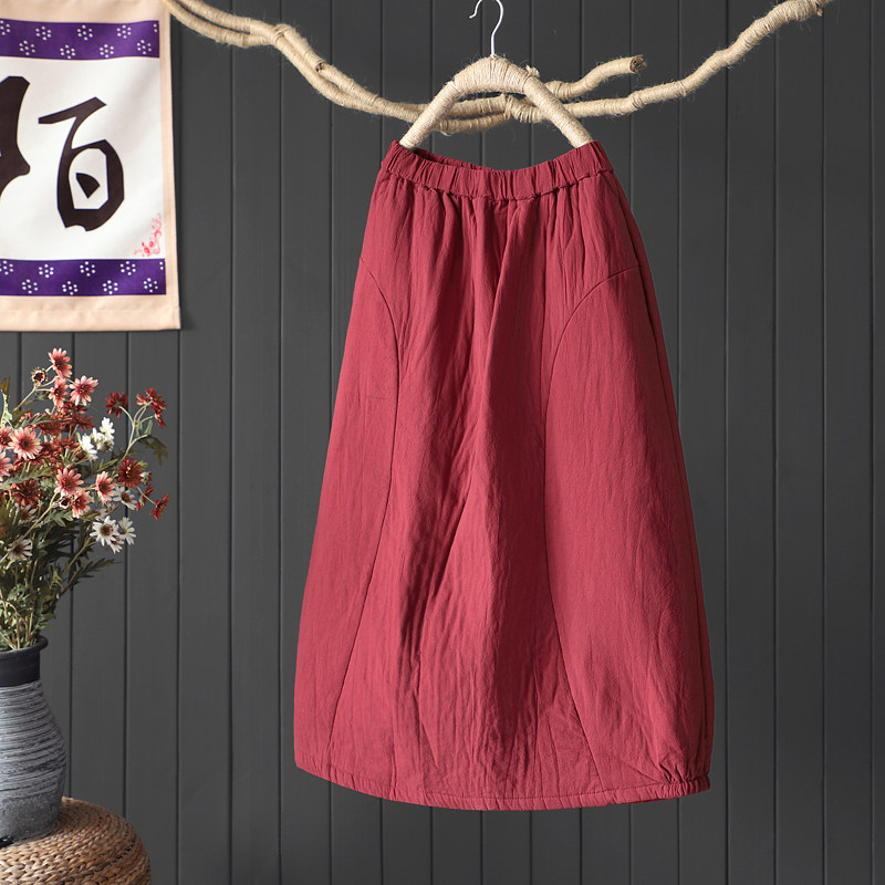 半身裙A字九分裙棉裙冬季纯色女