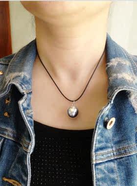 纯银吊坠光面项链圆球挂件百搭