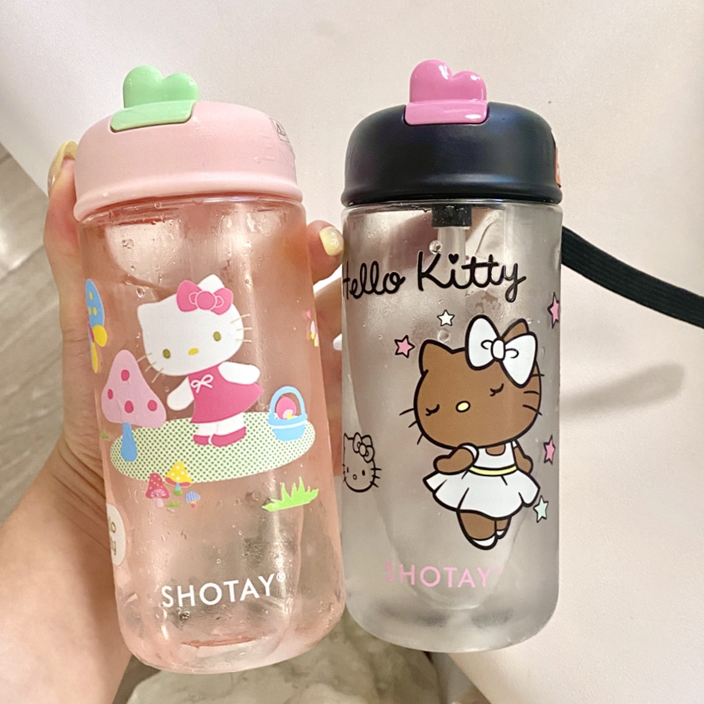 tritan水杯女生高颜值夏日吸管杯hellokitty可爱儿童食品级塑料杯