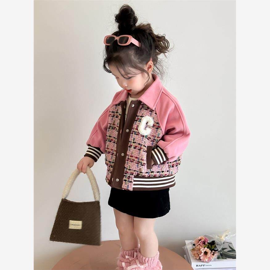 女童春秋季小香风棒球服外套2025新款洋气韩版中小童春款休闲夹克
