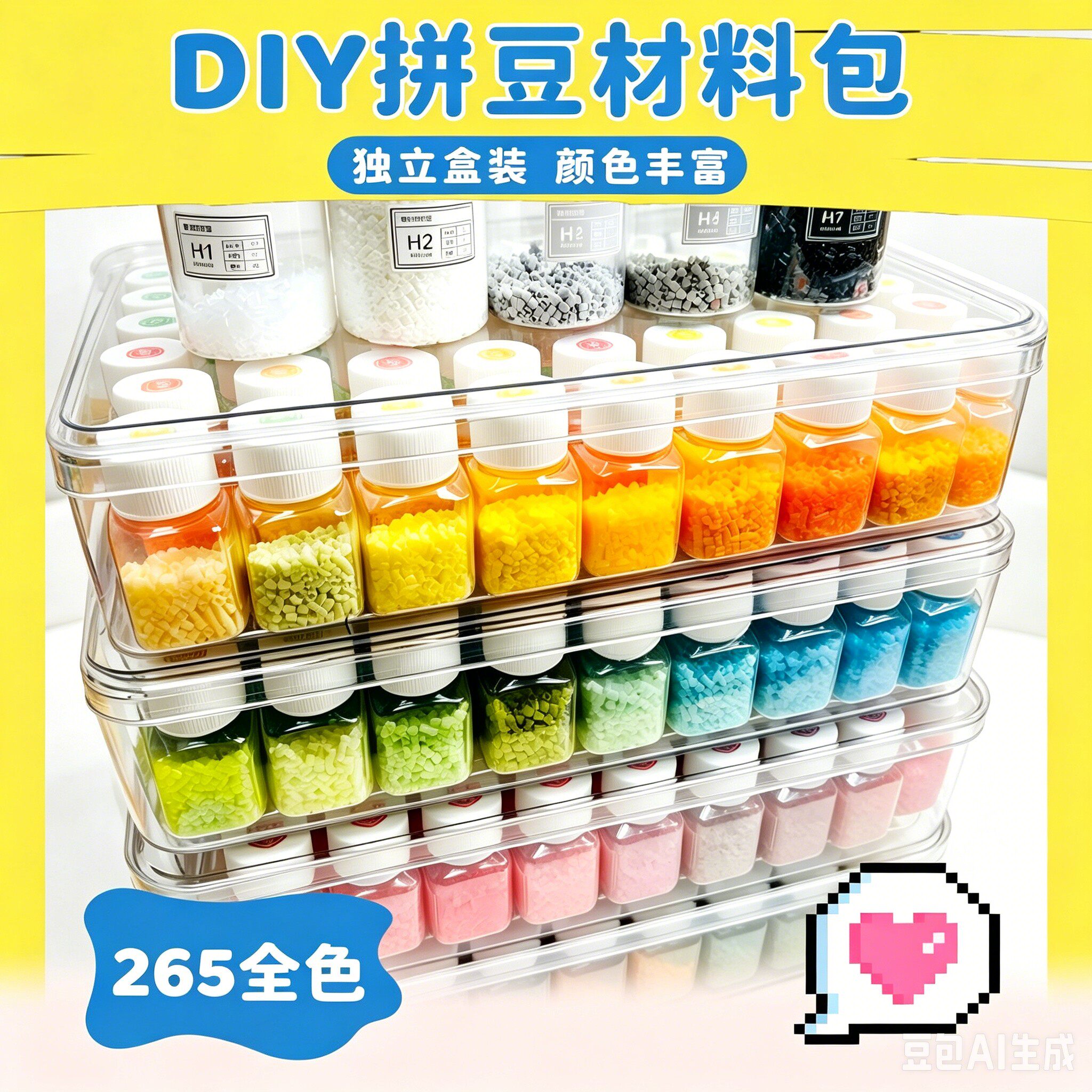 免分装瓶装拼豆工具套装益智