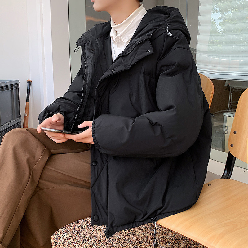후드 코튼 자켓 남성 겨울 두꺼운 방한 및 따뜻한 빵 코트 한국 스타일 트렌디 한 청소년 느슨한 코튼 자켓