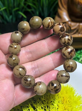 天然老料虎斑花菩提根佛珠手串