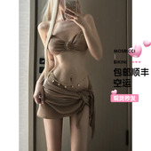 欧美ins分体泳衣女比基尼三件套高级感性感泡温泉海边度假裹裙