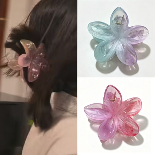 林依晨同款花朵发夹泰兰德风鸡蛋花抓夹夏季出游后脑勺盘发鲨鱼夹