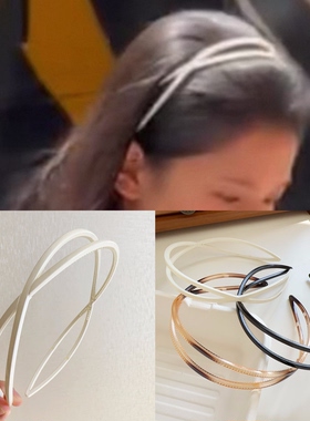 苗靖张婧仪同款白色发箍女细款交叉带齿防滑头箍高颅顶发卡头发饰