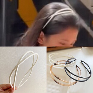 苗靖张婧仪同款白色发箍女细款交叉带齿防滑头箍高颅顶发卡头发饰