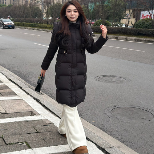 小个子冬季90白鸭绒中长羽绒服