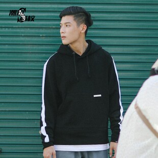 PSO潮牌春夏假两件纯棉宽松加绒套头卫衣加厚保暖帽衫