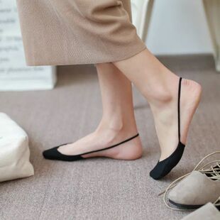 夏天不带脚后跟的袜子没有漏隐形后跟穿皮鞋的袜子半指半掌前脚女