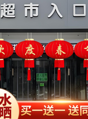 欢度佳节大红灯笼灯挂件新年春节装饰大门口阳台一对户外商铺物业
