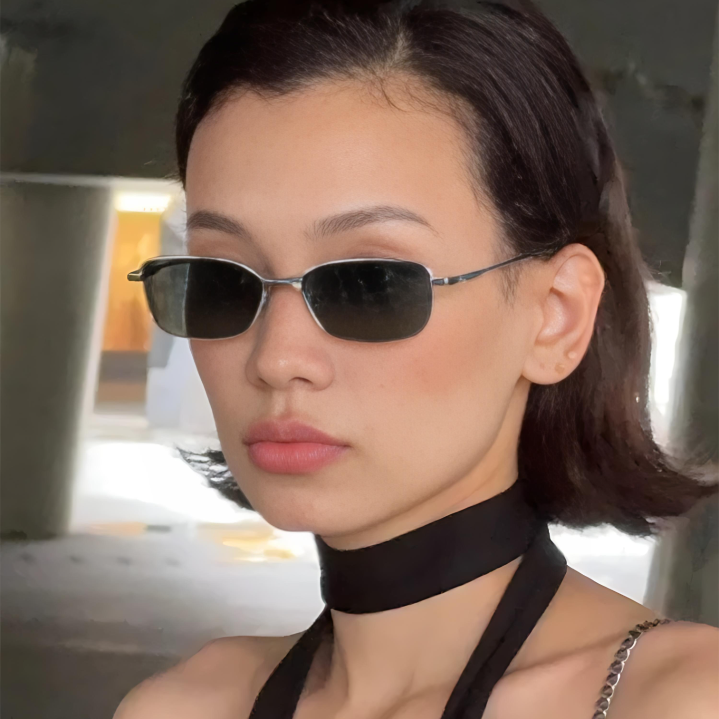 不规则金属小框墨镜女潮欧美Y2K