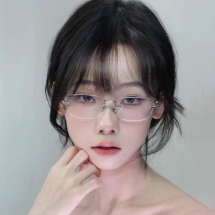 2026新款 高知感无框纯欲长方形素颜知识分子可配度数近视眼镜女男