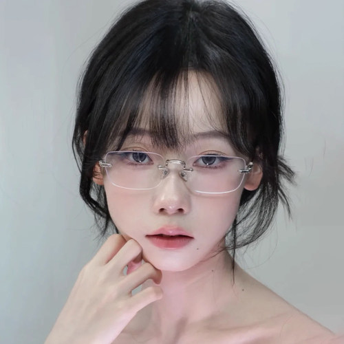 2026新款高知感无框纯欲长方形素颜知识分子可配度数近视眼镜女男